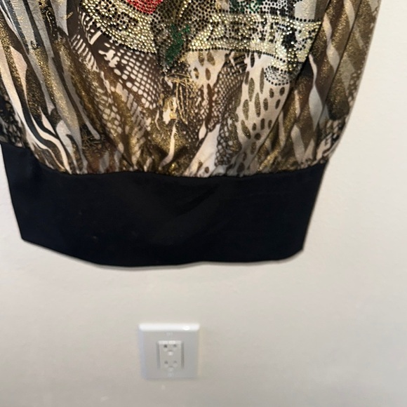 Ed Hardy Y2K vintage Brown and Black Animal Print Embellished Camisole size M - Picture 3 of 8
